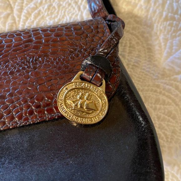 Brahmin Black & Brn Leather Tuscan Shoulder bag - Picture 3 of 8